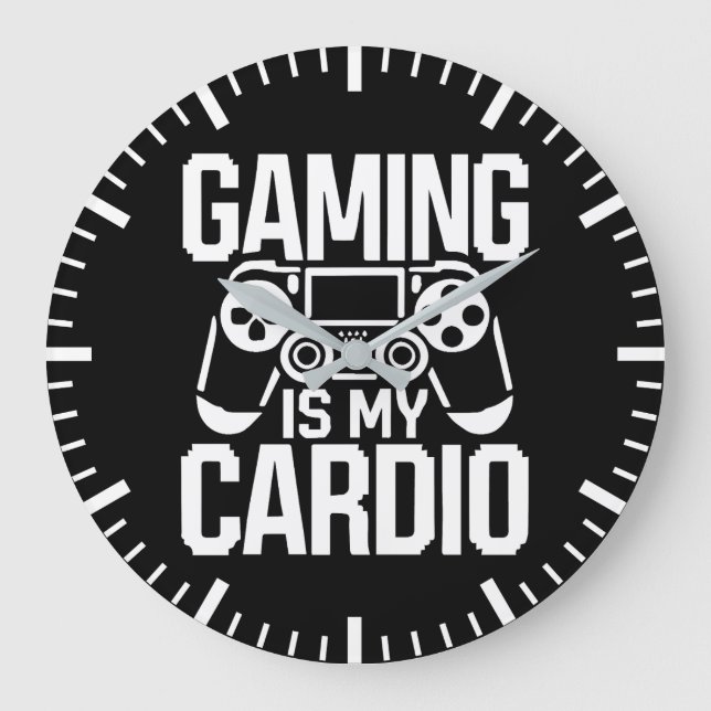 Gaming ist mein Cardio - Funny Gamer Spaß Große Wanduhr (Vorderseite)