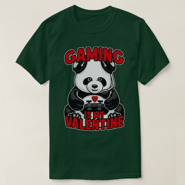 Gaming ist mein Valentine Panda Funny Niedlich Bär T-Shirt (Design vorne)