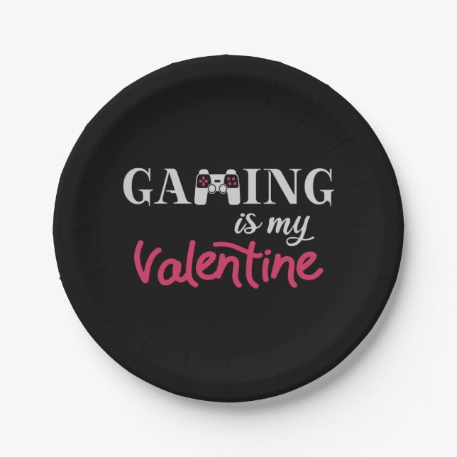 Gaming ist mein Valentine Pappteller (Vorderseite)