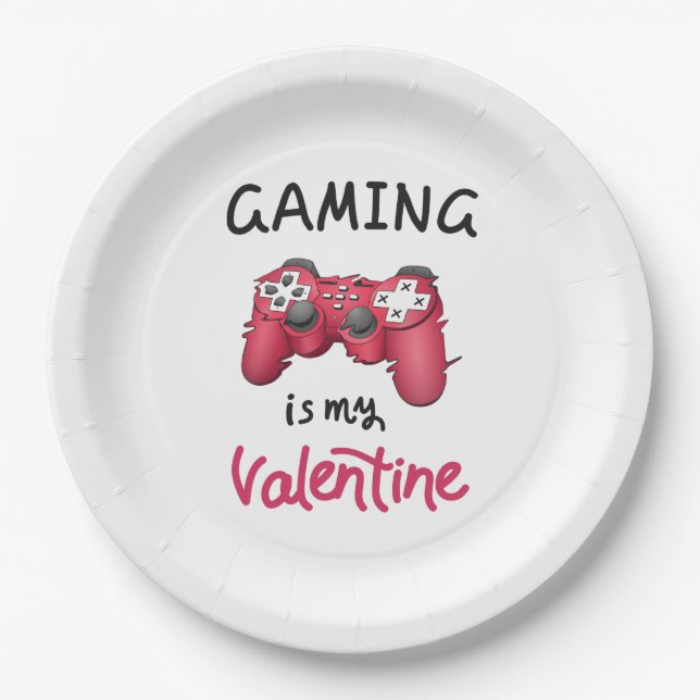 Gaming ist mein Valentine Pappteller (Vorderseite)