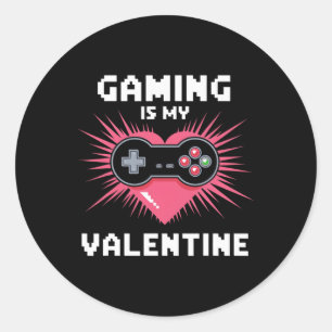 Gaming ist mein Valentinstag Lustiger Gamer Männer Runder Aufkleber