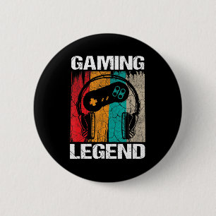 Gaming Legend Gamer Video Games Vintag Gifts Boys Button