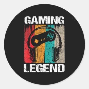 Gaming Legend Gamer Video Games Vintag Gifts Boys Runder Aufkleber
