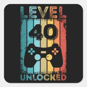 Gaming Level 40 freigeschaltet 40. Geburtstagsgesc Quadratischer Aufkleber
