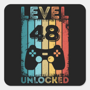 Gaming Level 48 Unverriegelter 48. Geburtstagsgesc Quadratischer Aufkleber