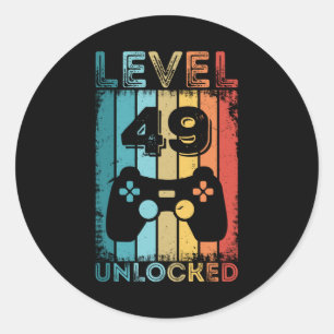 Gaming Level 49 freigeschaltet 49. Geburtstagsgesc Runder Aufkleber