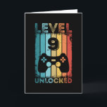 Gaming Level 9 Unlocked 9th Birthday Gift Gamer Karte<br><div class="desc">Funny Level 9 Unlocked 9th Birthday Gift for Gamer and Gaming Enthusiast. Present for men women boys or girl kids and children who love to game & playing games. Retro Vintage Controller Bday Design.</div>