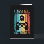 Gaming Level 9 Unlocked 9th Birthday Gift Gamer Karte<br><div class="desc">Funny Level 9 Unlocked 9th Birthday Gift for Gamer and Gaming Enthusiast. Present for men women boys or girl kids and children who love to game & playing games. Retro Vintage Controller Bday Design.</div>