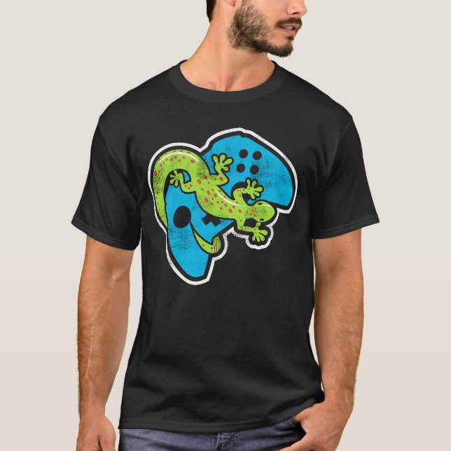 Gaming Lizard Spielekonsole und Reptilienhalter T-Shirt (Vorderseite)