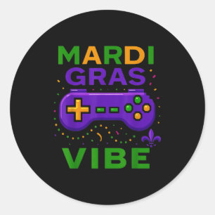 Gaming Mardi Gras Stimmung Retro Videospiel-Contro Runder Aufkleber