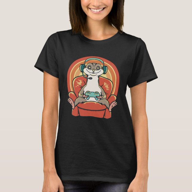 Gaming Meerkat Outfit For Gamers T-Shirt (Vorderseite)
