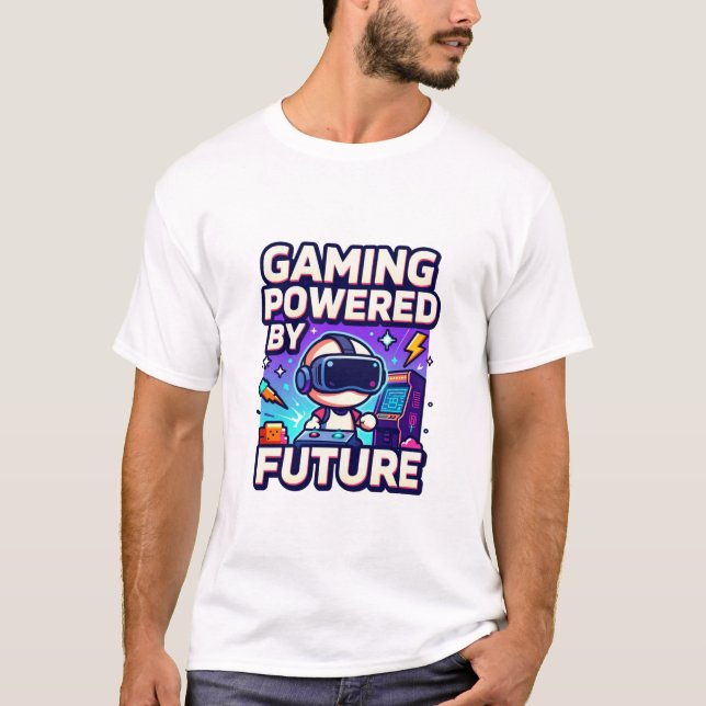 Gaming mit futuristischem VR-Design T-Shirt (Vorderseite)