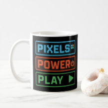 Gaming-Mug – Pixels Power Play Neon-Kaffeetasse
