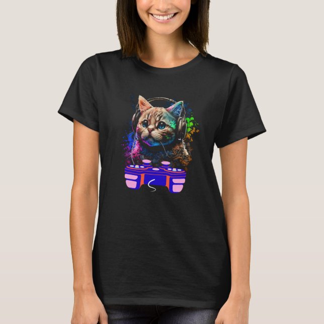 Gaming Munchkin Cat Player Animal Video Gamer Männ T-Shirt (Vorderseite)