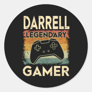 Gaming Personalisiert Name Darrell Legendary Gamer Runder Aufkleber