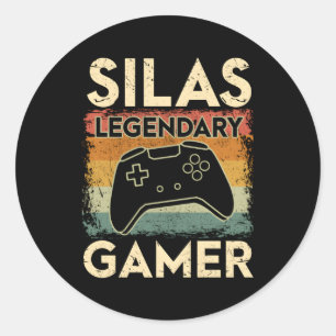 Gaming Personalisiert Name Silas Legendary Gamer Runder Aufkleber