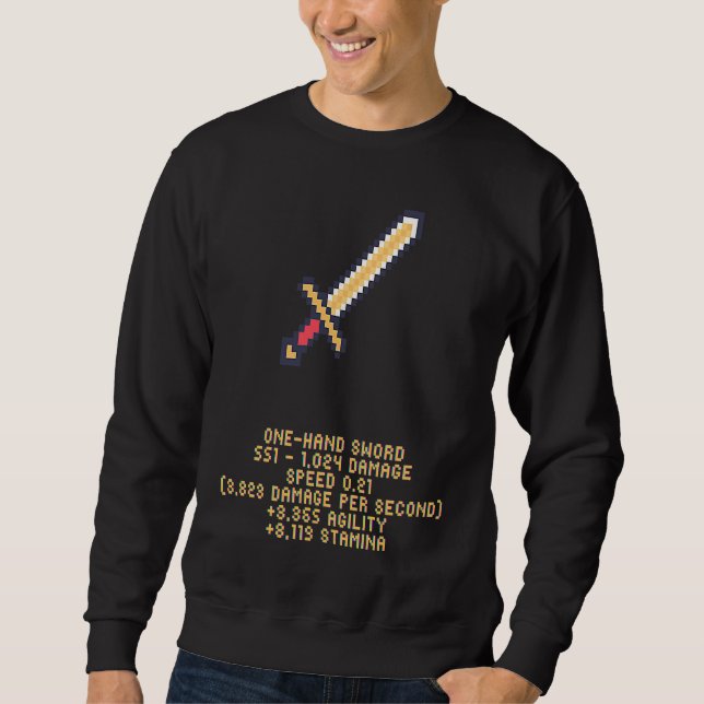 Gaming Pixel Sword with Stats   Idea Sweatshirt (Vorderseite)