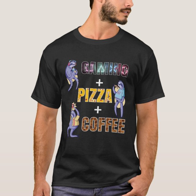 GAMING + PIZZA + COFFEE Lover Gaming Outfit funny  T-Shirt (Vorderseite)