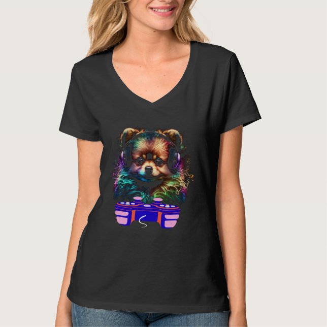 Gaming Pomeranian Dog Player Video Gamer Pet  Men  T-Shirt (Vorderseite)