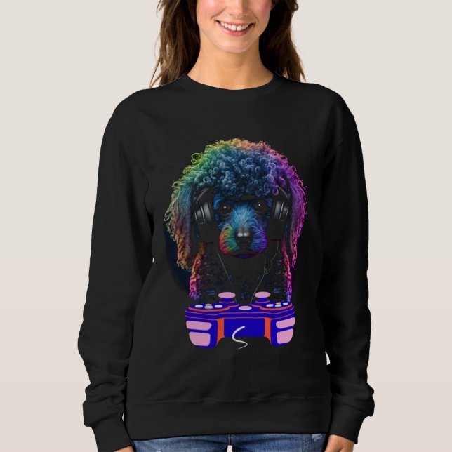 Gaming Poodle Dog Player Animal Video Gamer  Men K Sweatshirt (Vorderseite)