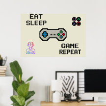 Gaming Poster – Pixel-Art-Gamer-Raum-Wandbild