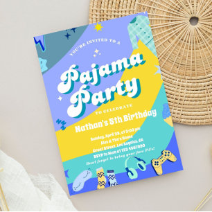 Gaming-Schlafanzug-Party Jungen-Schlafparty Einladung