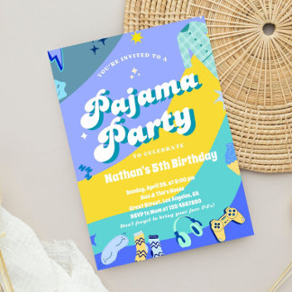 Gaming-Schlafanzug-Party Jungen-Schlafparty Einladung