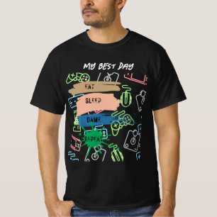 Gaming: SLEEP GAME REPEAT - Text anpassen T-Shirt