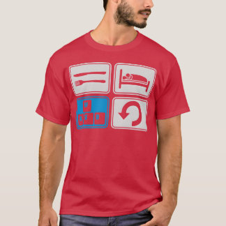 Gaming täglich wiederholen Computer Retrogeschenk T-Shirt