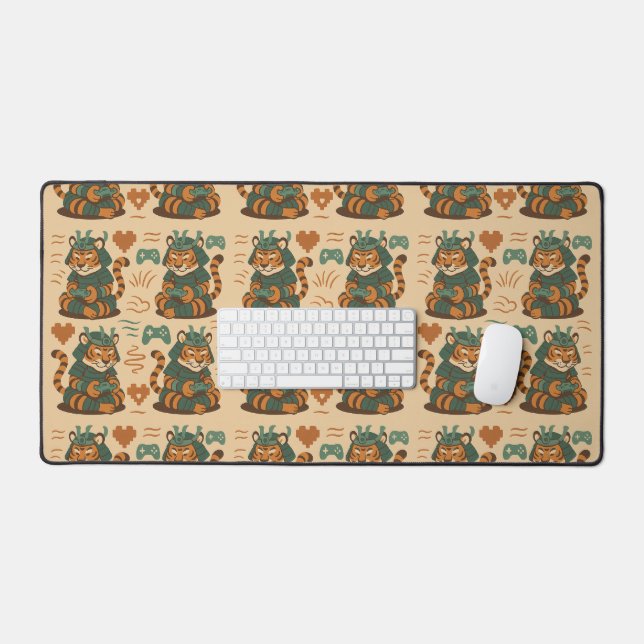 Gaming Tiger Krieger Wiederholung  Schreibtischunterlage (Tastatur & Maus)