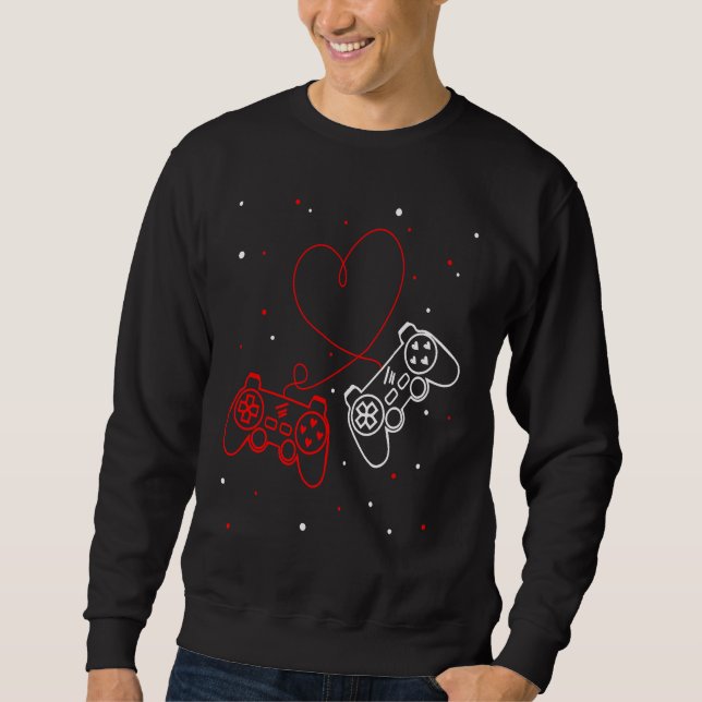 Gaming Valentine Video Games Funny Gamers Cute Hea Sweatshirt (Vorderseite)