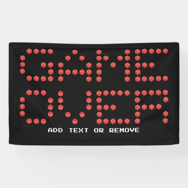 Gaming Video Game Over Lettering Gamer D20 Dice Banner (Horizontal)