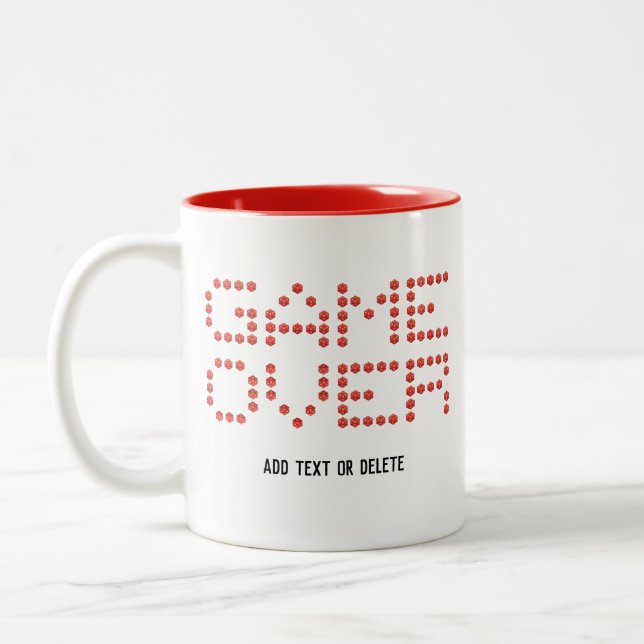 Gaming Video Game Over Lettering Gamer D20 Dice Zweifarbige Tasse (Links)