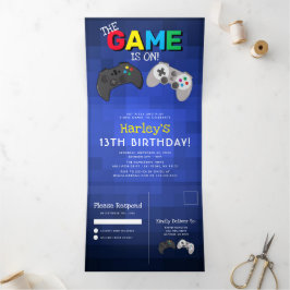 Gaming! | Videospiel Geburtstag Dreifach Gefaltete Einladung