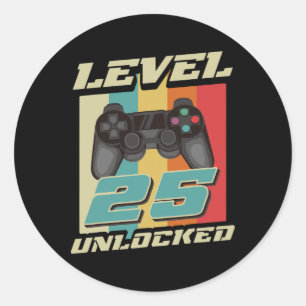 Gaming Vintage 25. Geburtstagsgeschenk 25 Jahre al Runder Aufkleber
