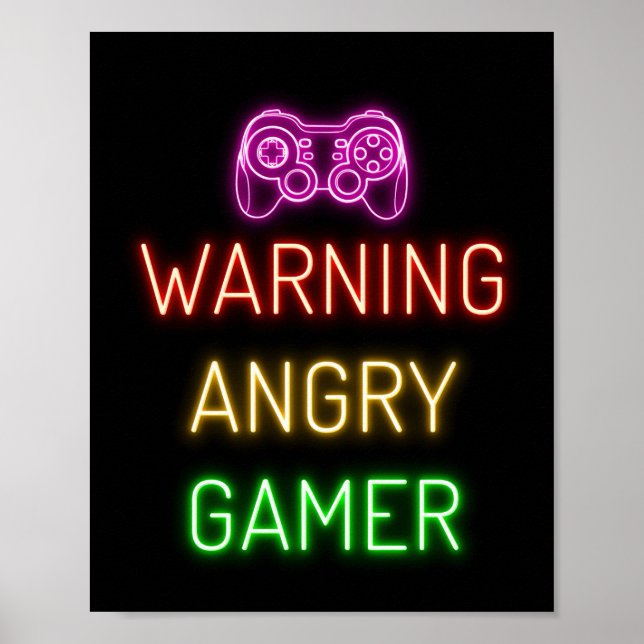 Gaming Warning Angry Gamer Poster (Vorne)