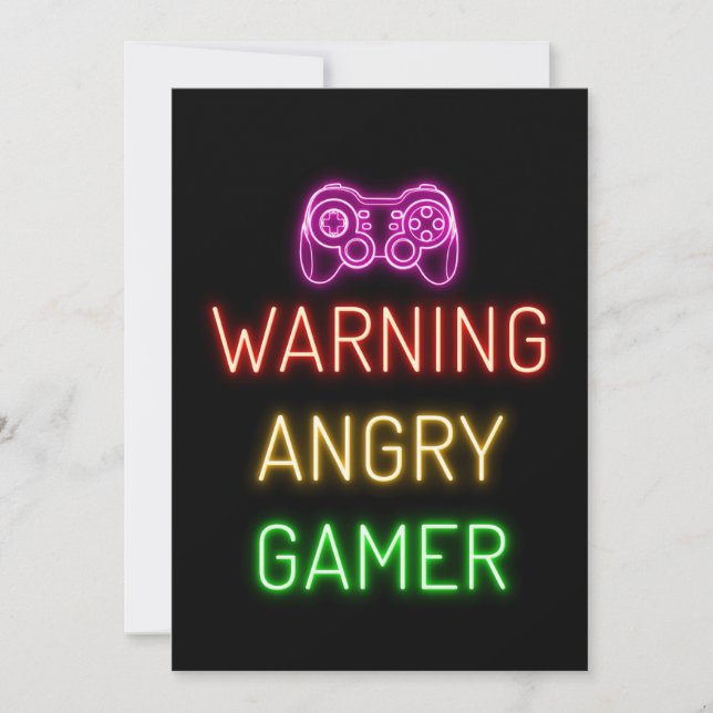 Gaming Warning Angry Gamer Save The Date (Vorderseite)