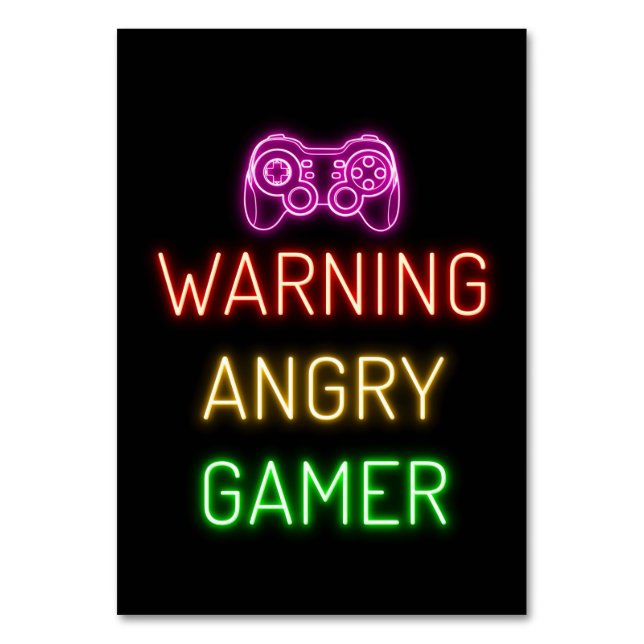 Gaming Warning Angry Gamer Tischnummer (Vorderseite)
