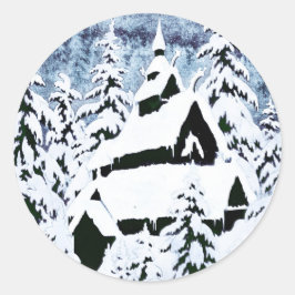 Gamle-kirke-den (1) runder aufkleber