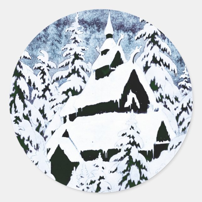 Gamle-kirke-den (1) runder aufkleber (Vorderseite)