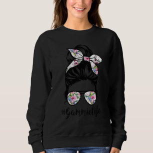 Gammie Life Messy Hair Bun Floral Women Mother's D Sweatshirt