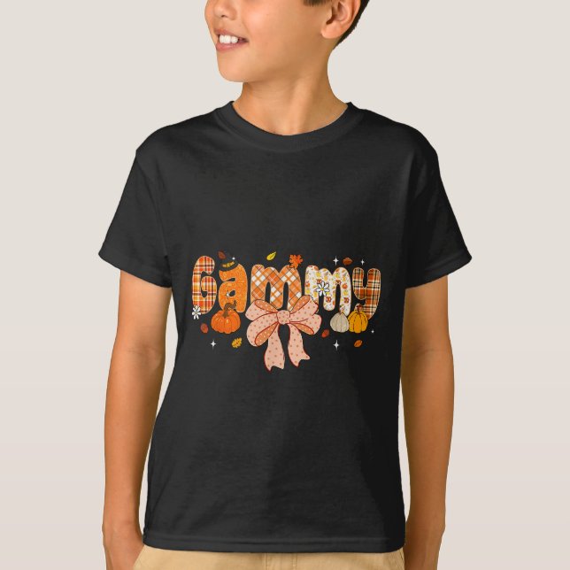 Gammy Pumpkin Fall Coquette Bow Thanksgiving  T-Shirt (Vorderseite)