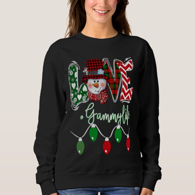 Gammy Snowman Love Gammy Life Christmas Red Plaid Sweatshirt (Vorderseite)