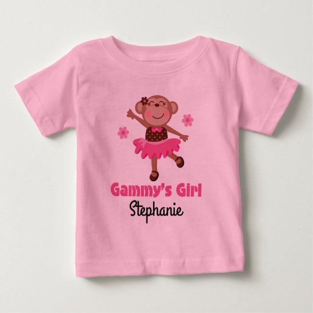 Gammys Girl Monkey Personalisiert Kids T - Shirt (Vorderseite)