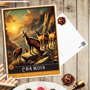 Gämse Süße Familie Vintage-Tier-Postkarte Postkarte