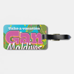 Gan Maldives Insel Vintage Reise Poster Kunst. Gepäckanhänger