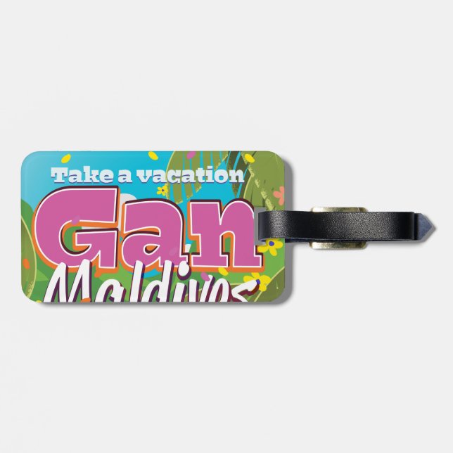 Gan Maldives Insel Vintage Reise Poster Kunst. Gepäckanhänger (Rückseite horizontal)