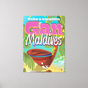 Gan Maldives Insel Vintage Reise Poster Kunst. Leinwanddruck