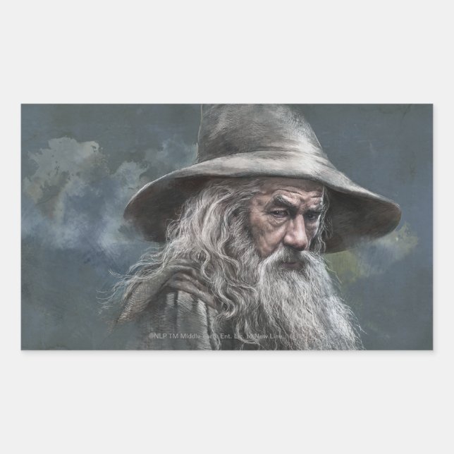 Gandalf Illustration Rechteckiger Aufkleber (Vorderseite)