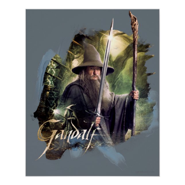 Gandalf mit Personal und Klinge Poster (Vorderseite)